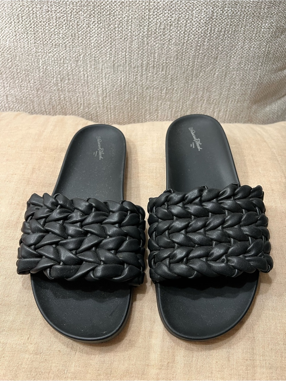 Universal Thread Black Braided Slide Sandals